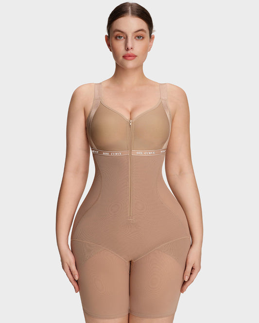 SHE CURVE All in One Zipper Bodysuit Tummy Control Butt Lifter Breathable Slimming Sculpting Shapewear for Women Seamless Comfort Everyday Wear