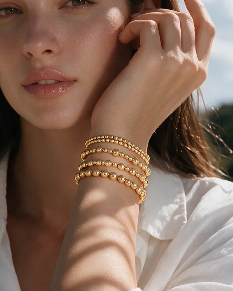 5-Piece Waterproof Beaded Stretch Bracelet Set