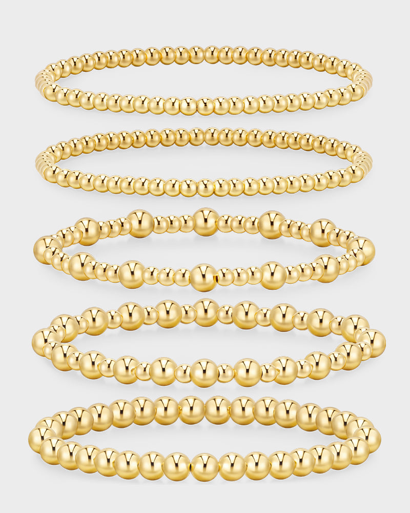 5-Piece Waterproof Beaded Stretch Bracelet Set
