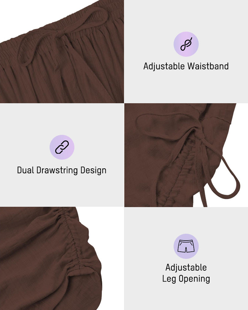 Adjustable Side-Drawstring Wide-Leg Pants