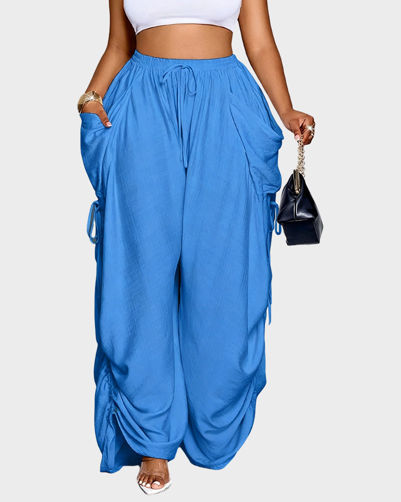 Adjustable Side-Drawstring Wide-Leg Pants