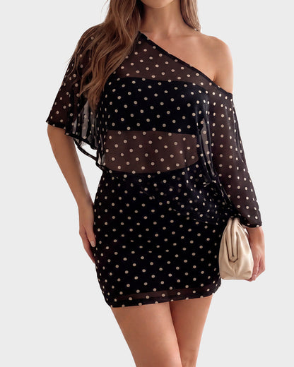 Animal-Print Sheer Shawl Top & Mini Skirt Set