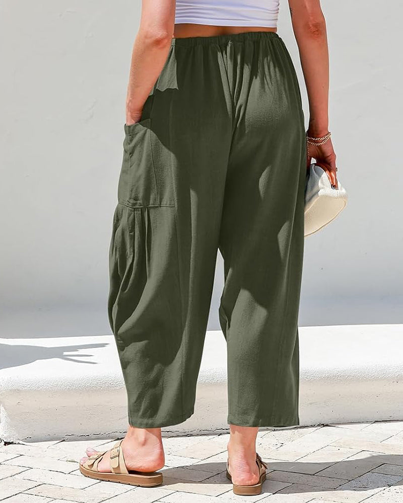 Breezy Linen Blend Wide-Leg Pants with Pockets
