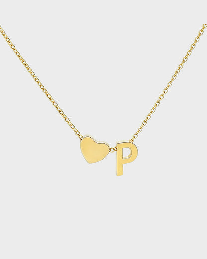 Dainty Heart Initial Necklace