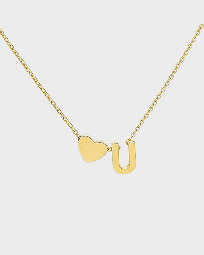 Dainty Heart Initial Necklace