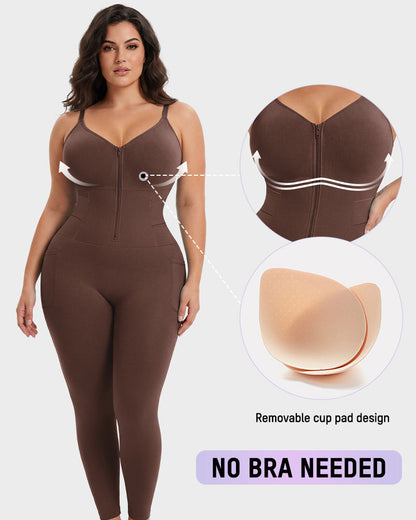 Easyslide™ Deep V Front Zip Full Body Shaper