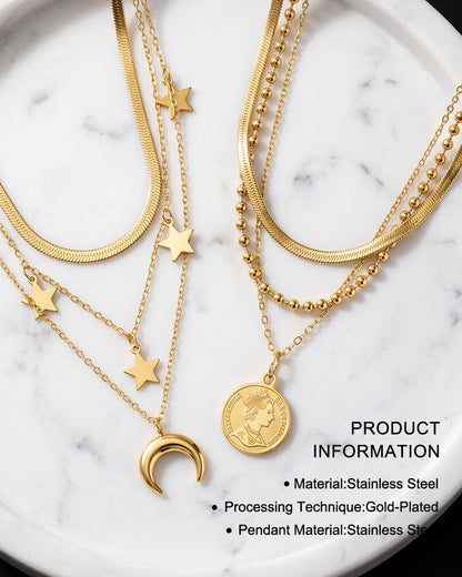 Gold-Plated Layered Pendant Necklace