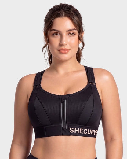 High-Impact Adjustable Zip-Front Sports Bra