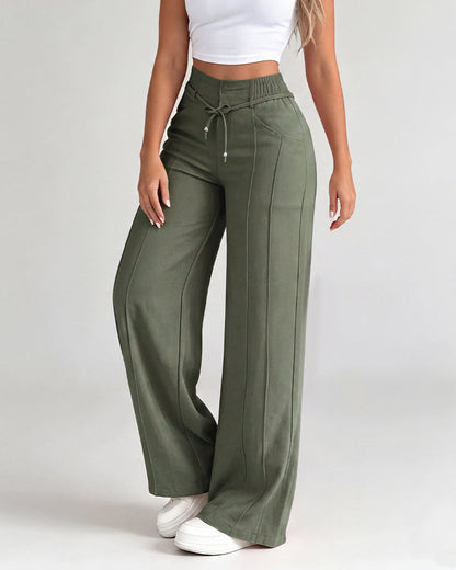 High-Waisted Drawstring Wide-Leg Pants