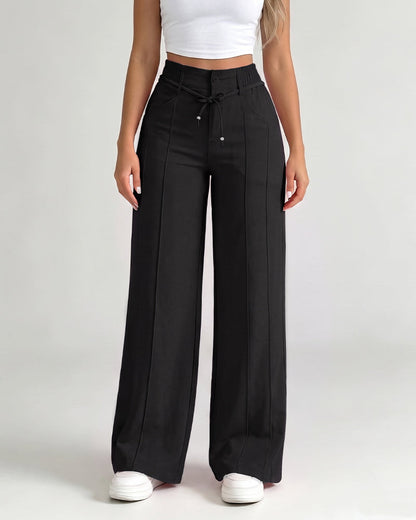 High-Waisted Drawstring Wide-Leg Pants