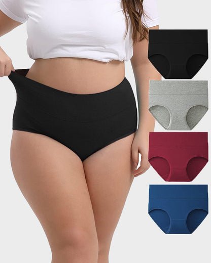 High-Waisted Full Coverage Cotton Briefs(4 pack)