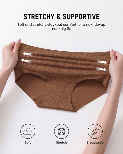 High Waist Seamless Leopard Tummy Brief(6  Pack)