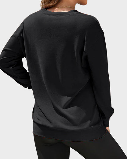 Hoodless Oversized Fleece V-Neck Sweatshirt Top