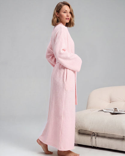 Long Plush Fleece Robe with Pockets