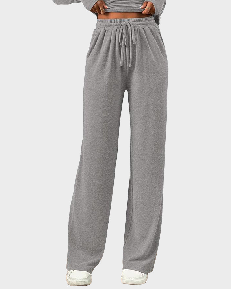 Long Sleeve Tee & Wide Leg Pants 2 Piece Lounge Set