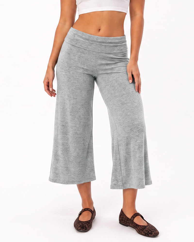 Low-Rise Foldover-Waist Gaucho Pants