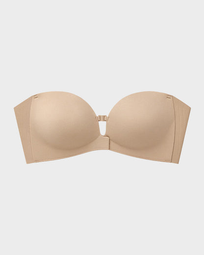 No-Slip Front Closure Push-Up Strapless Bra