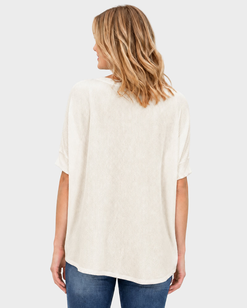 Oversized Ribbed Dolman Sleeve Top