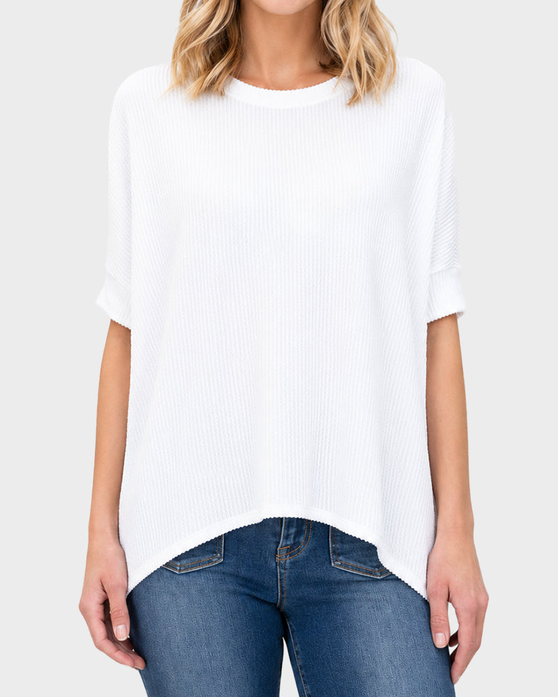 Oversized Ribbed Dolman Sleeve Top