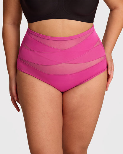 Plus-Size High-Waist Cross Tummy Control Panties (5 Pack)