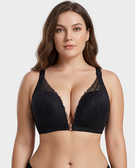 Rose Embroidery Front Closure Bra