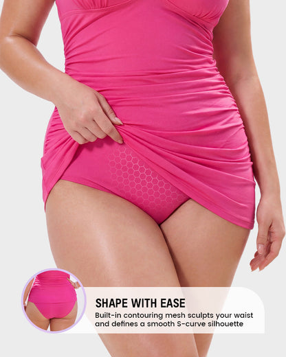 SculptSkin™ BackStage Halter V-Neck Swim Dress