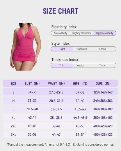 SculptSkin™ BackStage Halter V-Neck Swim Dress