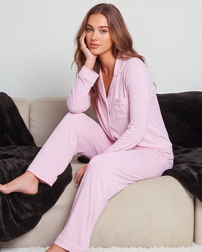 Soft Long-Sleeve Button-Front Pajama Set