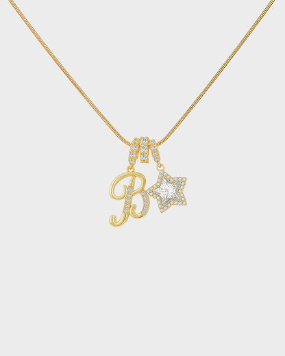 Sparkling Initial & Star Charm Necklace