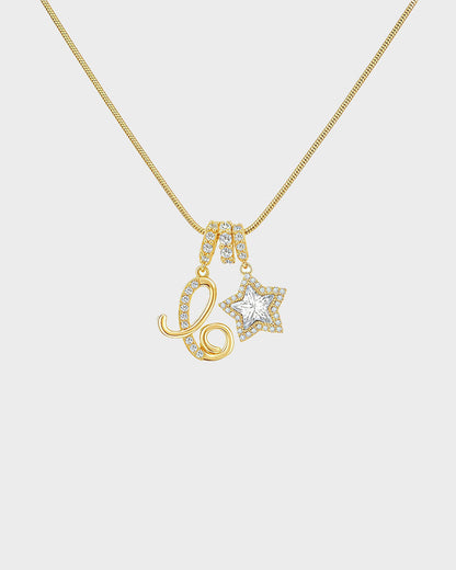 Sparkling Initial & Star Charm Necklace