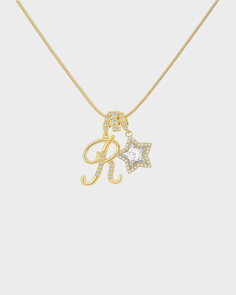 Sparkling Initial & Star Charm Necklace