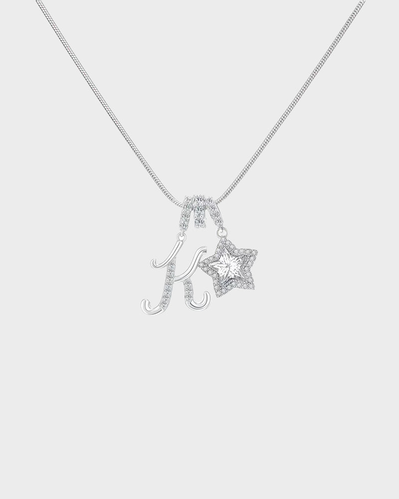Sparkling Initial & Star Charm Necklace