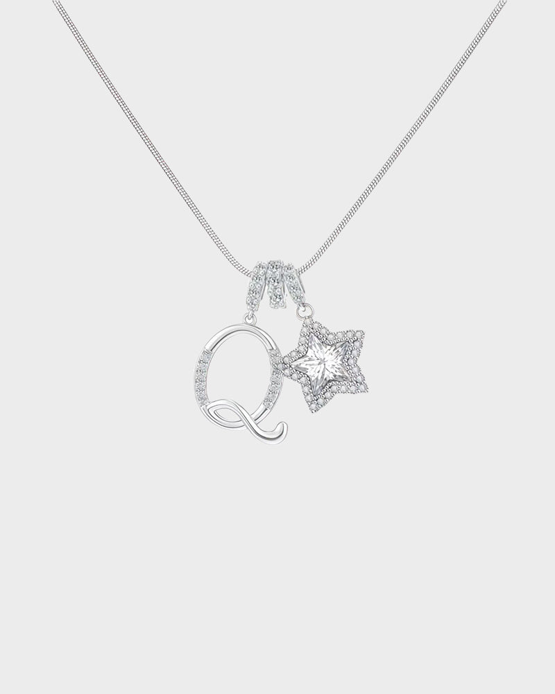 Sparkling Initial & Star Charm Necklace
