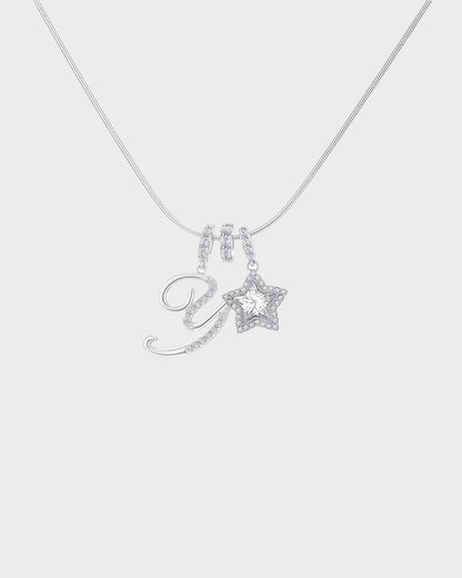 Sparkling Initial & Star Charm Necklace