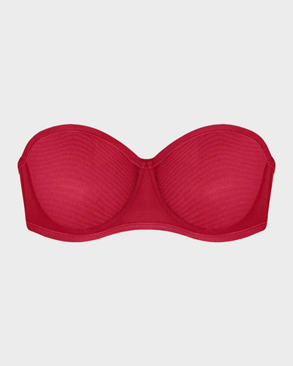 Strapless Mesh Underwire Balconette Bra