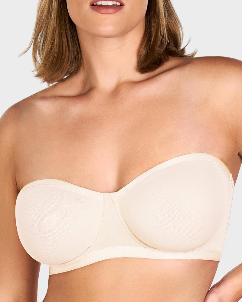 Strapless Mesh Underwire Balconette Bra