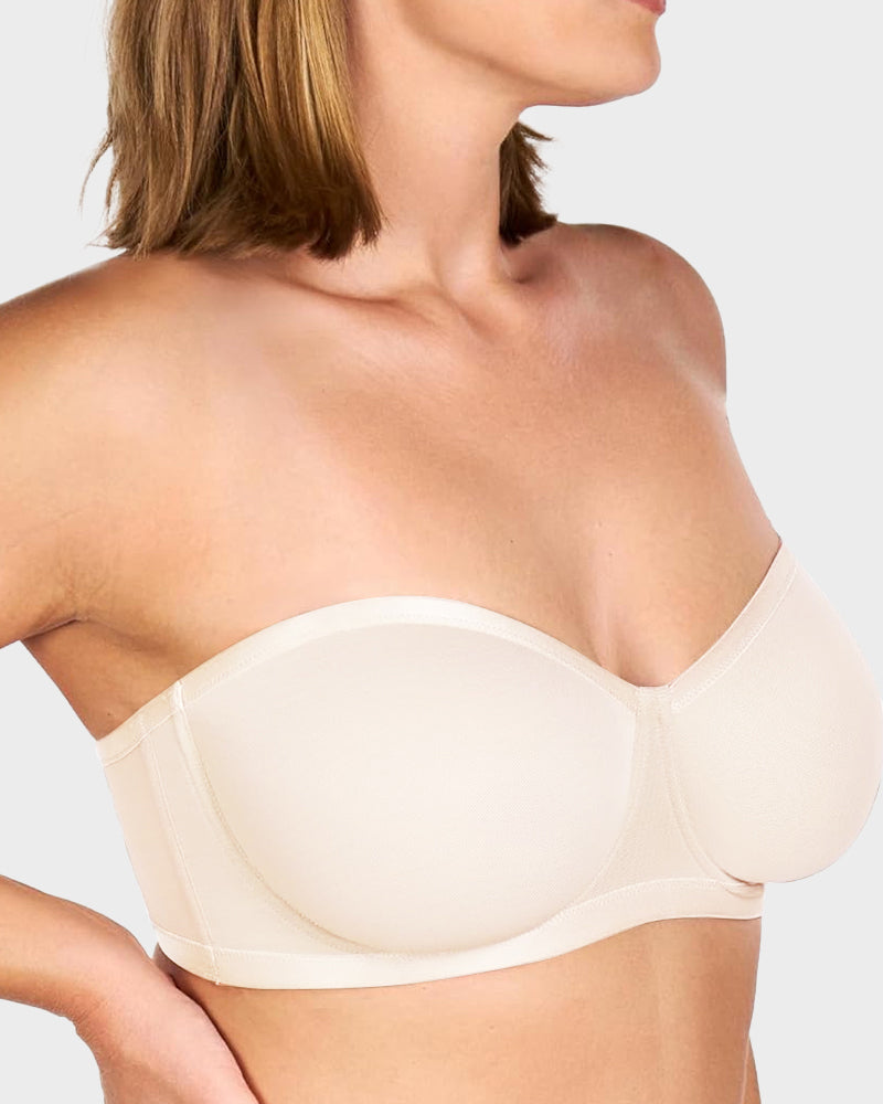 Strapless Mesh Underwire Balconette Bra
