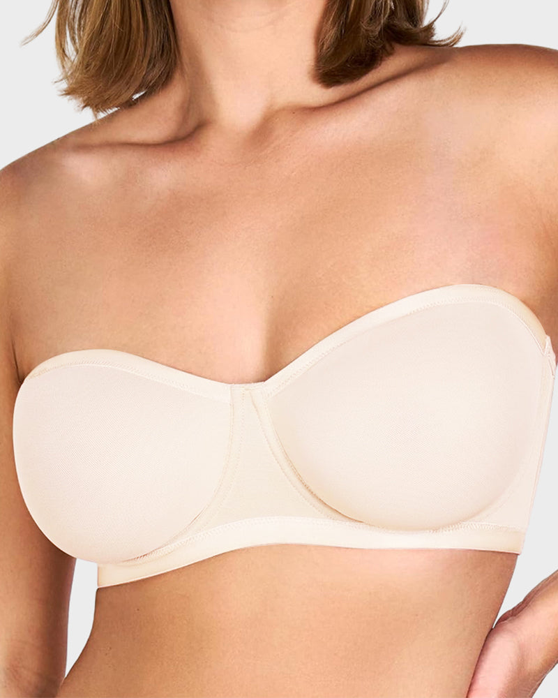 Strapless Mesh Underwire Balconette Bra
