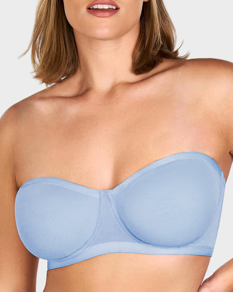 Strapless Mesh Underwire Balconette Bra