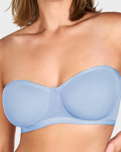 Strapless Mesh Underwire Balconette Bra