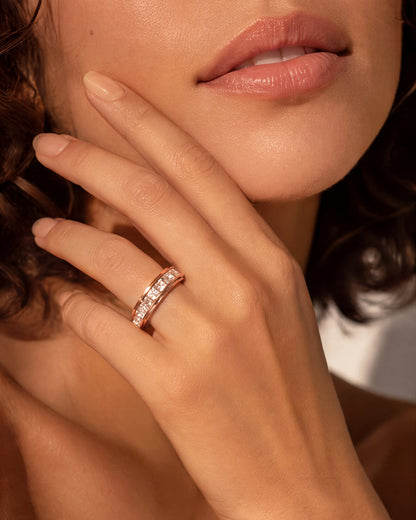 Titanium Steel Cubic Zirconia Spinner Ring