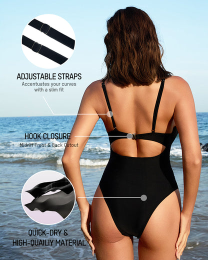 Women's One Piece Flattering Cheeky High Cut Out Cute Swimsuit