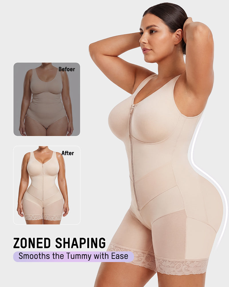 Zip Front Tummy Control Full Body Shaper